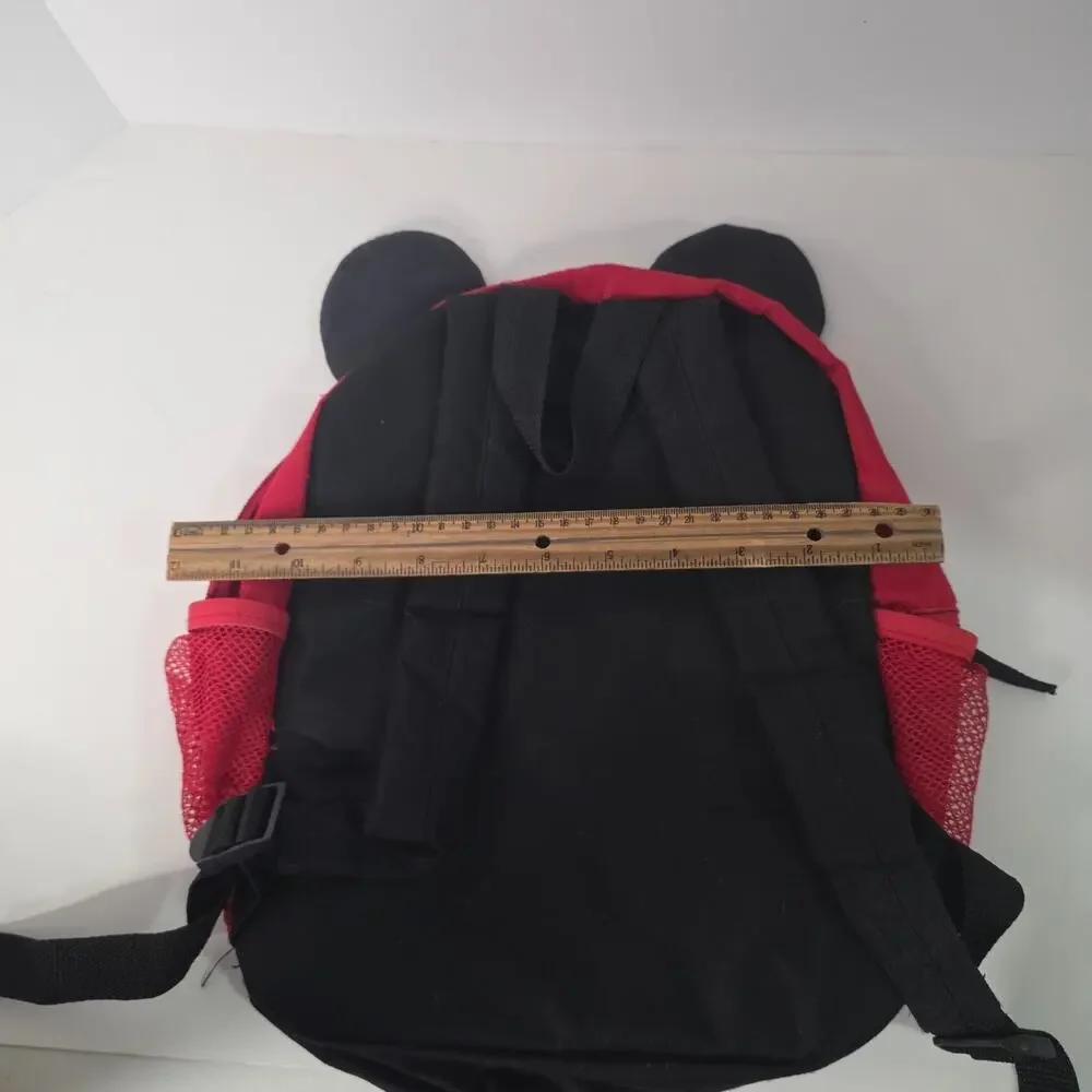 Disney Mickey Mouse Kids Backpack Red Black 3D Ears Fast Forward School Bag